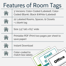 Load image into Gallery viewer, Printable Moving Box Labels &amp; Room Tags
