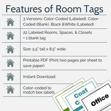 Load image into Gallery viewer, Printable Moving Box Labels & Room Tags