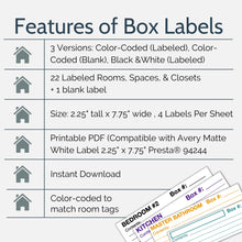 Load image into Gallery viewer, Printable Moving Box Labels & Room Tags