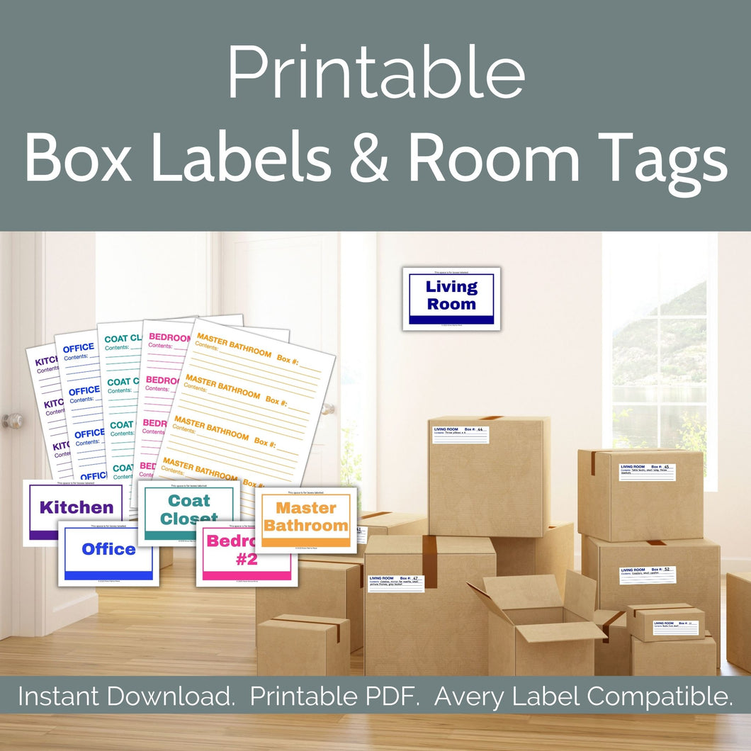 Printable Moving Box Labels & Room Tags